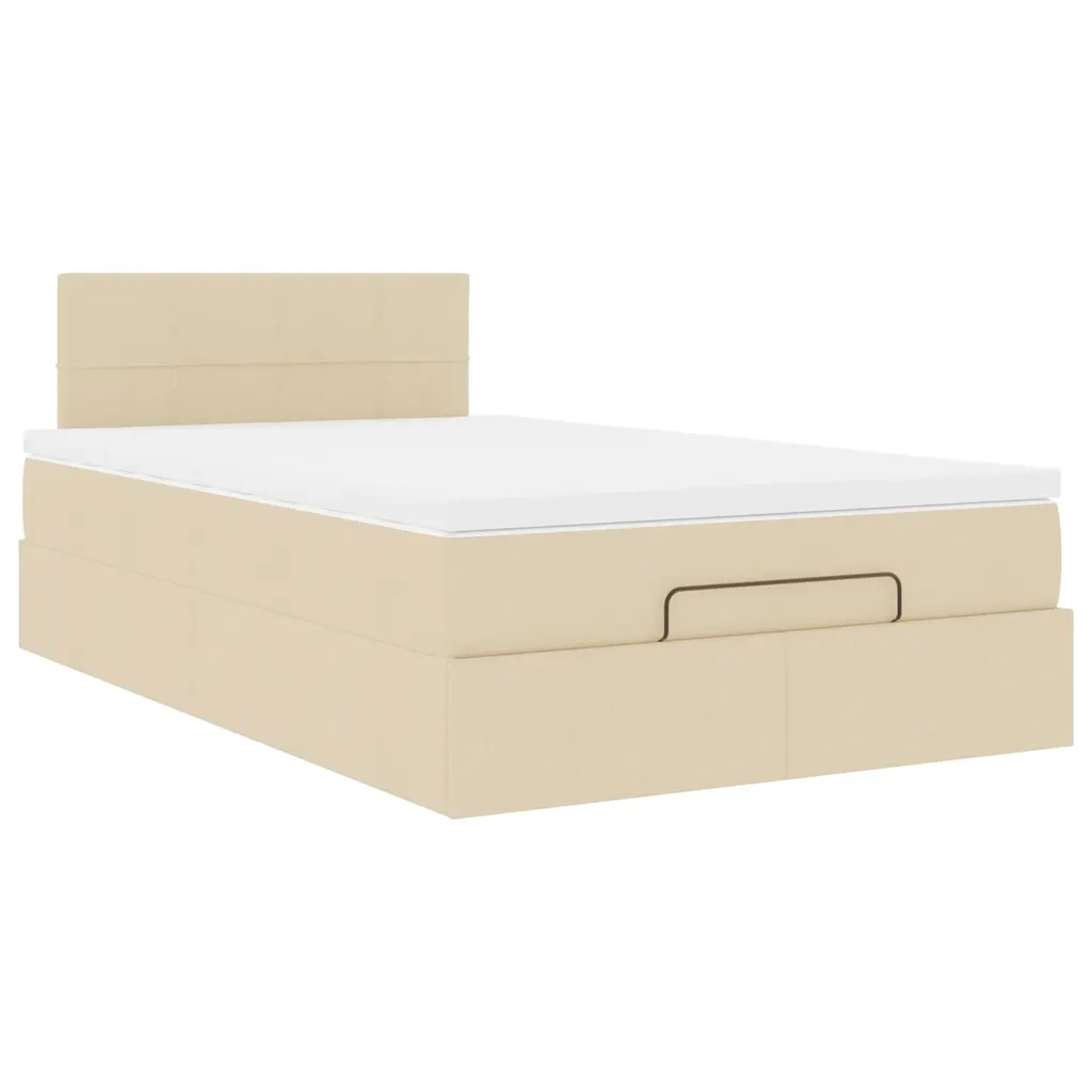 Struttura Letto Pouf con Materasso Crema 120x200 cm in Tessuto 3311454