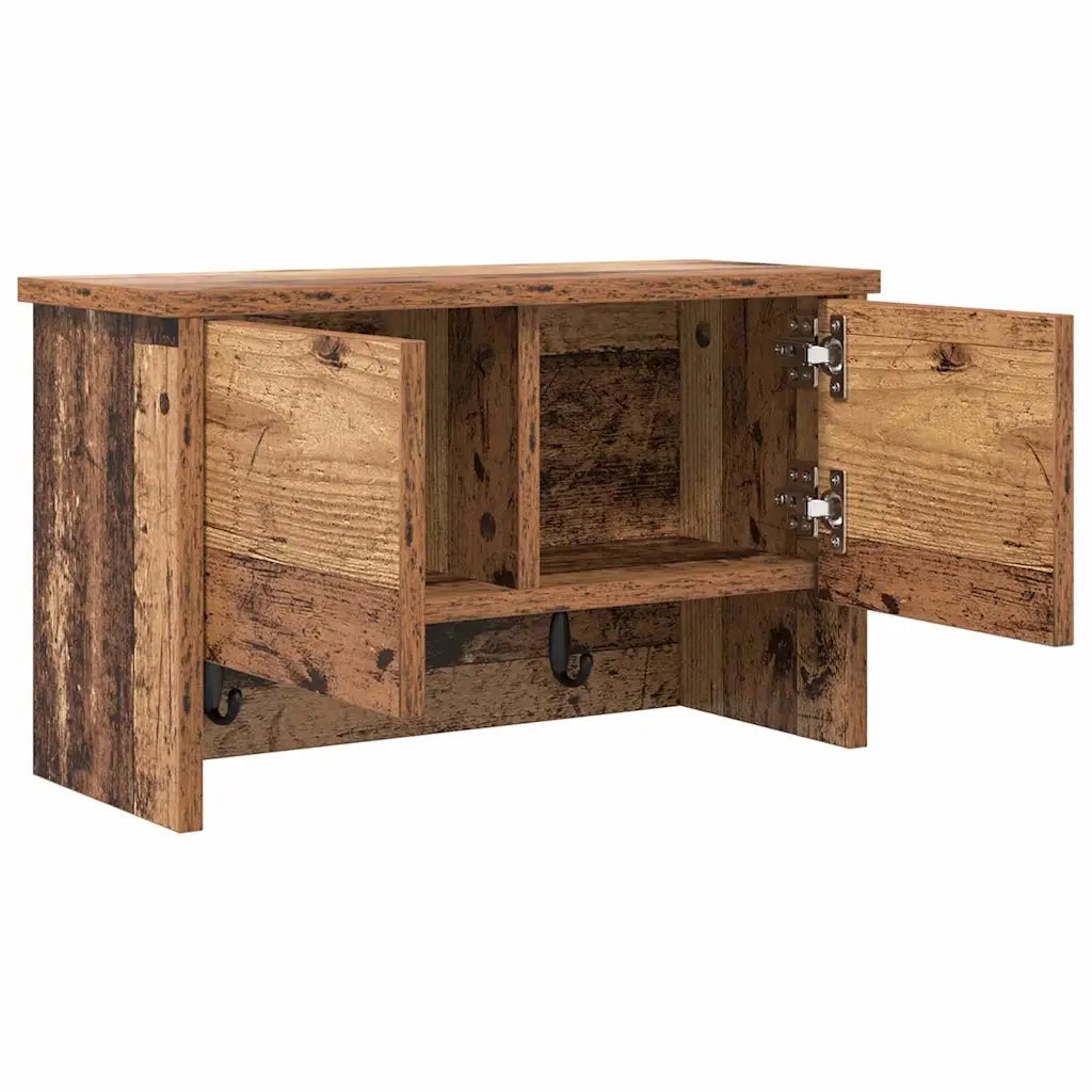 Appendiabiti a muro con porta Legno vecchio 50 x 20 x 30 cm 874337