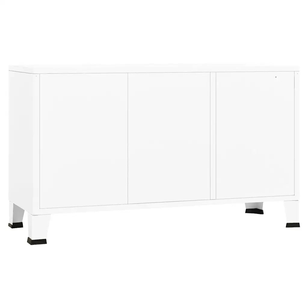 Credenza | Madia | Buffet da pranzo | Armadio da pranzo Bianca Industriale 105x35x62 cm in Metallo e Vetro