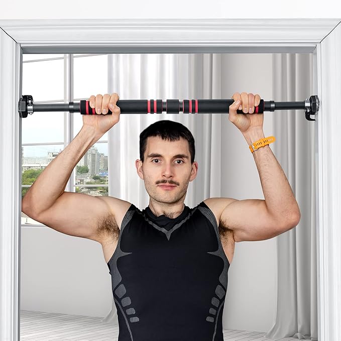 Sbarra per Trazioni per Porta, Barra per Chin Up, Sbarra Orizzontale Montaggio Senza Viti, Lunghezza Regolabile 65-100 cm, Ideale per Allenarsi a Casa e in Palestra