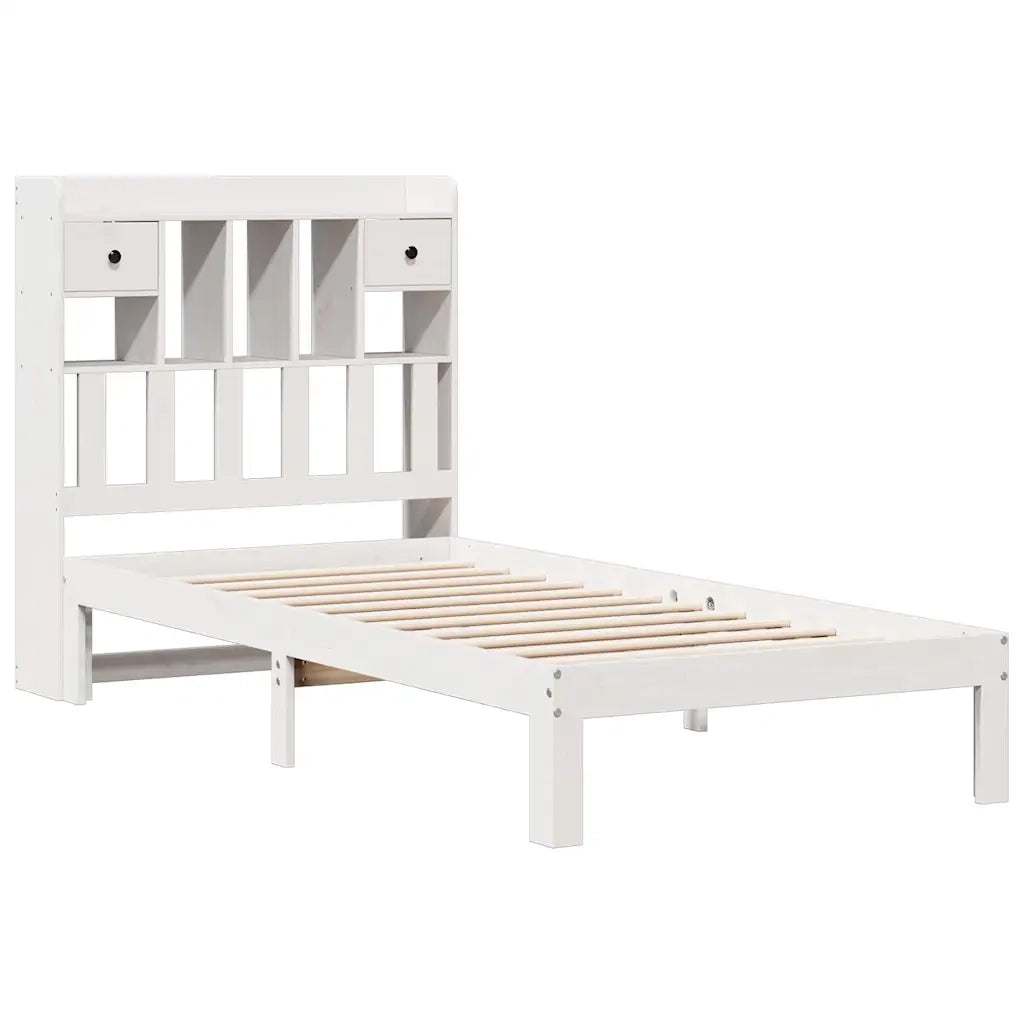Letto con Libreria senza Materasso-Struttura Letto con contenitore 75x190 cm in Legno Pino 126616