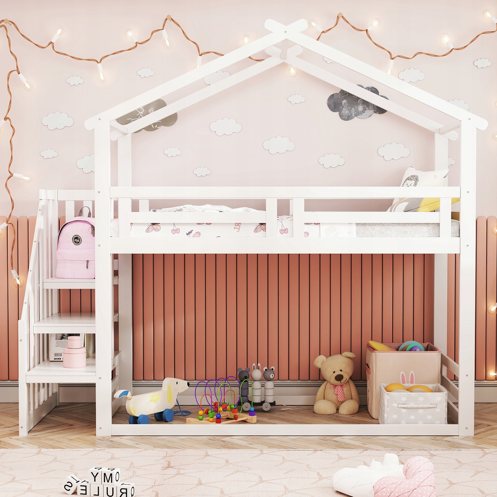 Letto a castello 90x200 basso bianco - Xylo