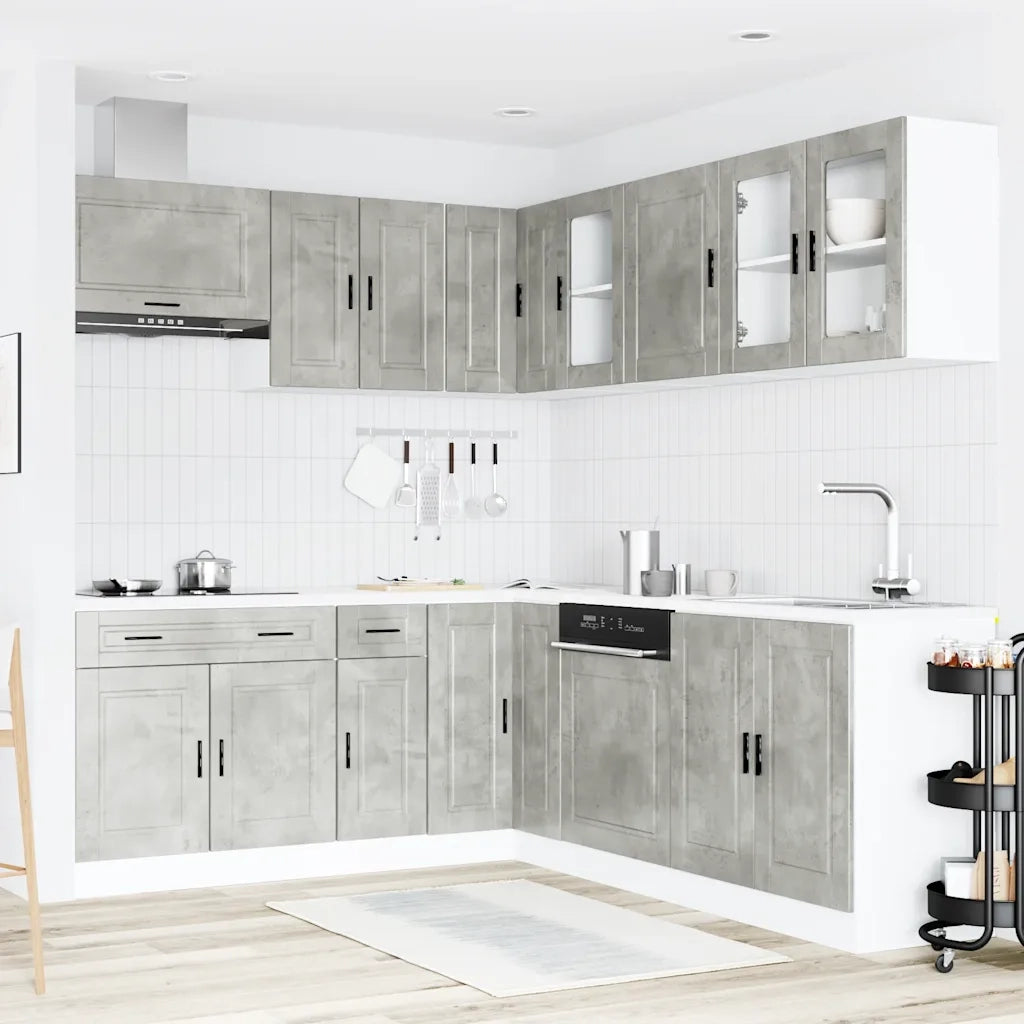 Set Mobili da Cucina 11 pz Porto Grigio Cemento in Truciolato