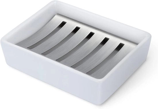 Zeppiera con doppia parete in acciaio inox per bagno e doccia, con base siliconica inclusa.