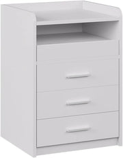 Comodino Edis, Bianco, 45 x 64 cm con 3 cassetti