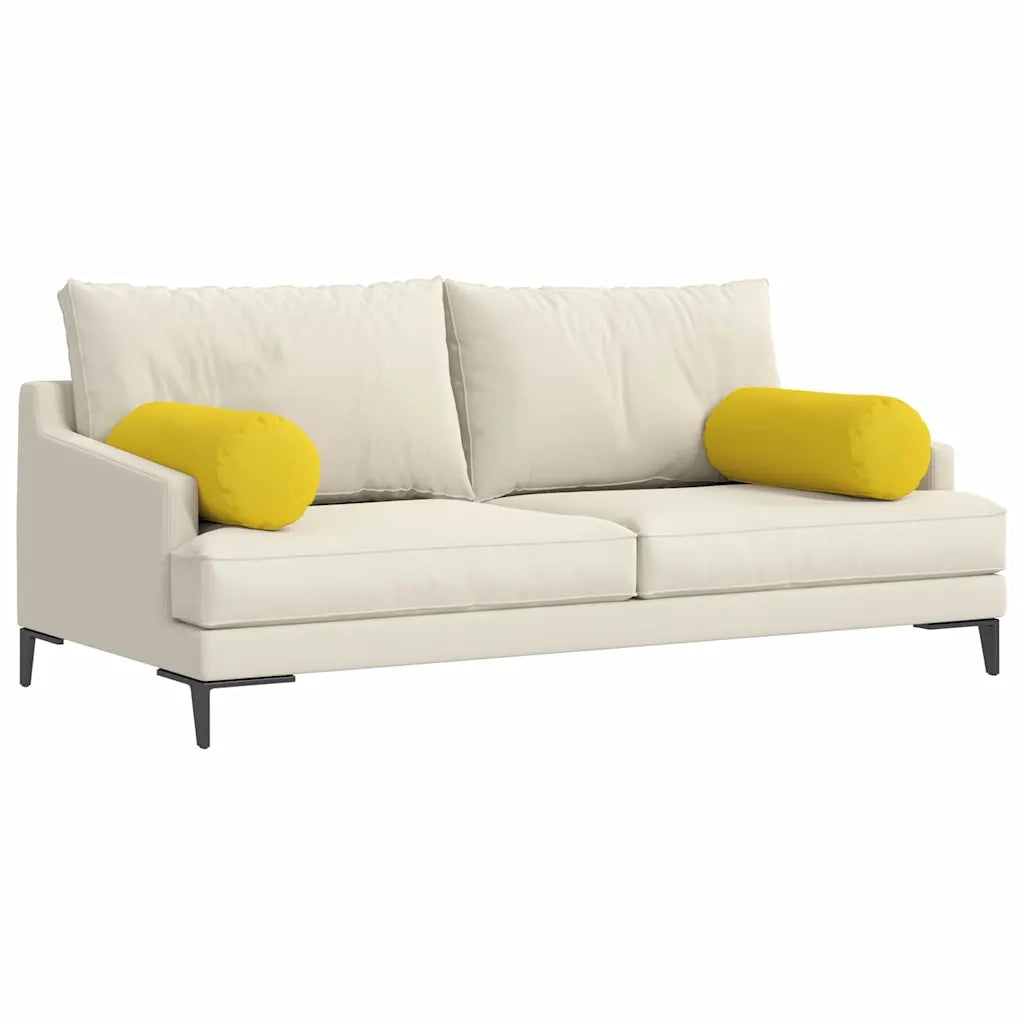 Cuscini a rullo 2 pcs Giallo Chiaro Ø 25 x 70 cm Tessuto