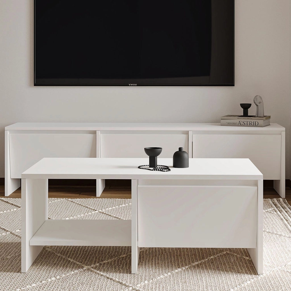 Tavolino in legno "Laris" - 90 x 45 x 35 cm - Bianco
