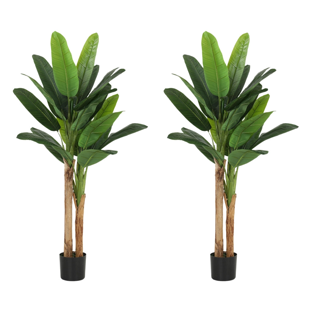 2 Piante Artificiali Banano in Vaso ¨C zephmum ¨C Verde, 150 cm