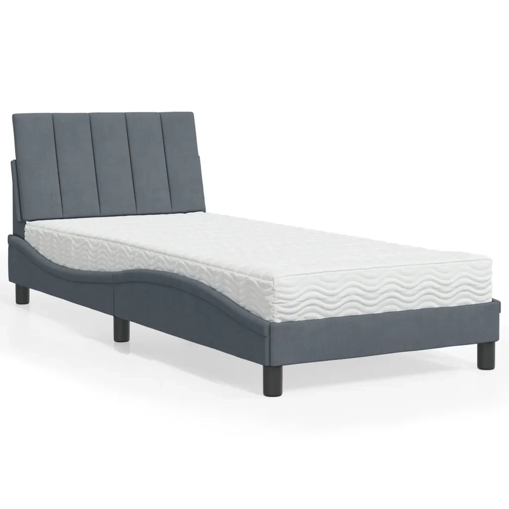 Letto con Materasso Hanko Grigio Scuro 90x190 cm in Velluto 3208569