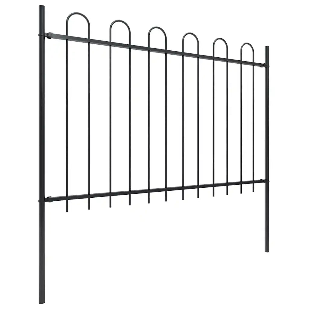 Recinzione da Giardino con Parte Superiore ad Anello in Acciaio 337x120 cm Nera 277666