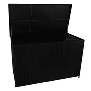 Box Contenitore Rattan Giardino 996L Nero Baule Grande con Rivestimento