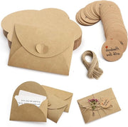 Etichette per abbigliamento in carta kraft, 100 pezzi, e buste mini, 50 pezzi, hanger manuale con amore