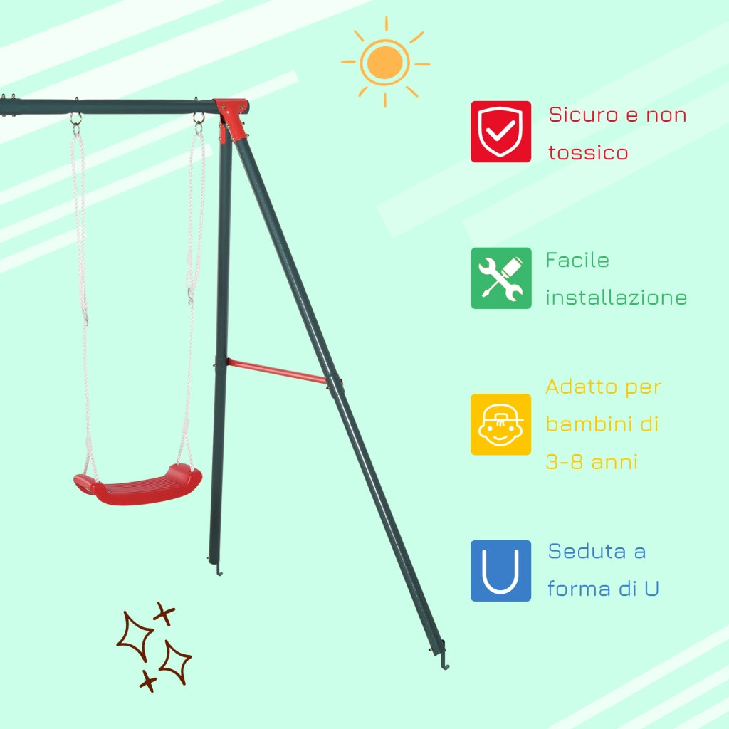 Altalena Doppia da Giardino per Bambini ¨C zephmum ¨C Verde e Rosso