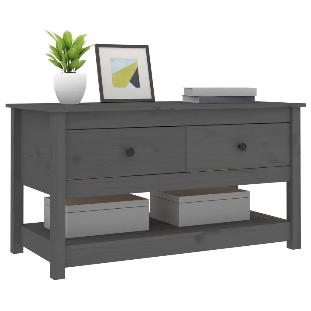 Tavolino da Salotto Grigio 102x49x55 cm Legno Massello di Pino 820923
