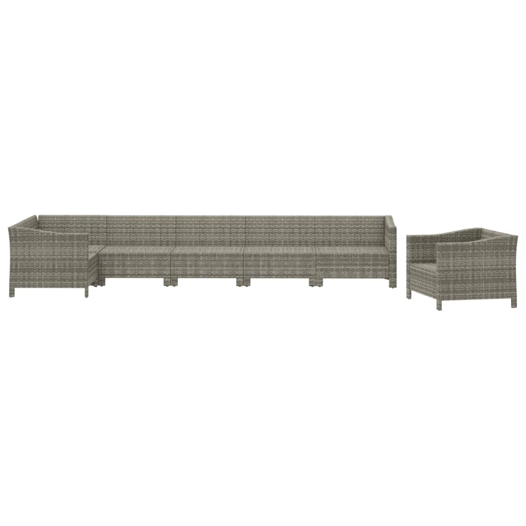 Set Divani da Giardino 7 pz con Cuscini in Polyrattan Grigio 3187284