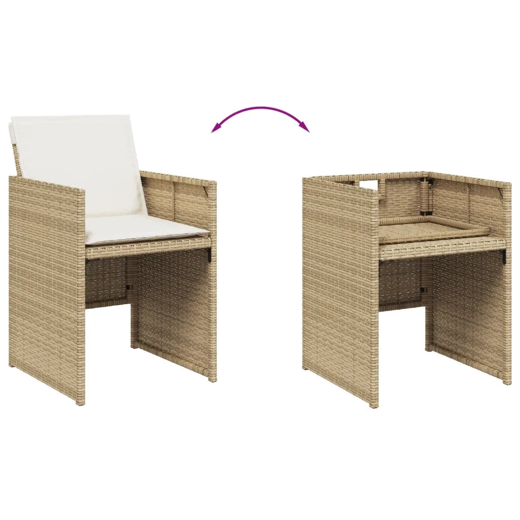 Set da Pranzo da Giardino 17 pz con Cuscini Beige in Polyrattan 3277773
