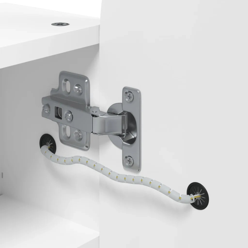 Mobiletto da bagno con specchio a LED design elegante 42 x 13 x 70 cm con ripiani regolabili in legno bianco 02_0047273