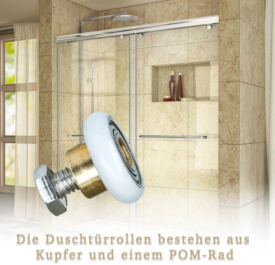 Set di ruote per porte scorrevoli in acciaio inossidabile - 8 pezzi - ruote in POM - diametri 19 mm/23 mm/25 mm/27 mm - porte scorrevoli - materiale resistente - ruote per porte scorrevoli