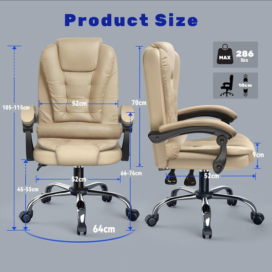 Sedia da Ufficio Ergonomica - RATTANTREE - Poltrona Direzionale con Sedile Largo - Marrone