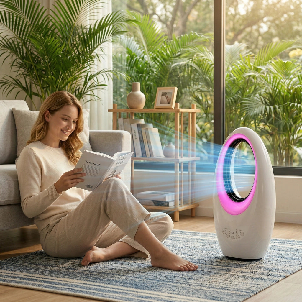Ventilatore da pavimento senza pale con oscillazione ¨C zephmum ¨C LED, 3 velocita'