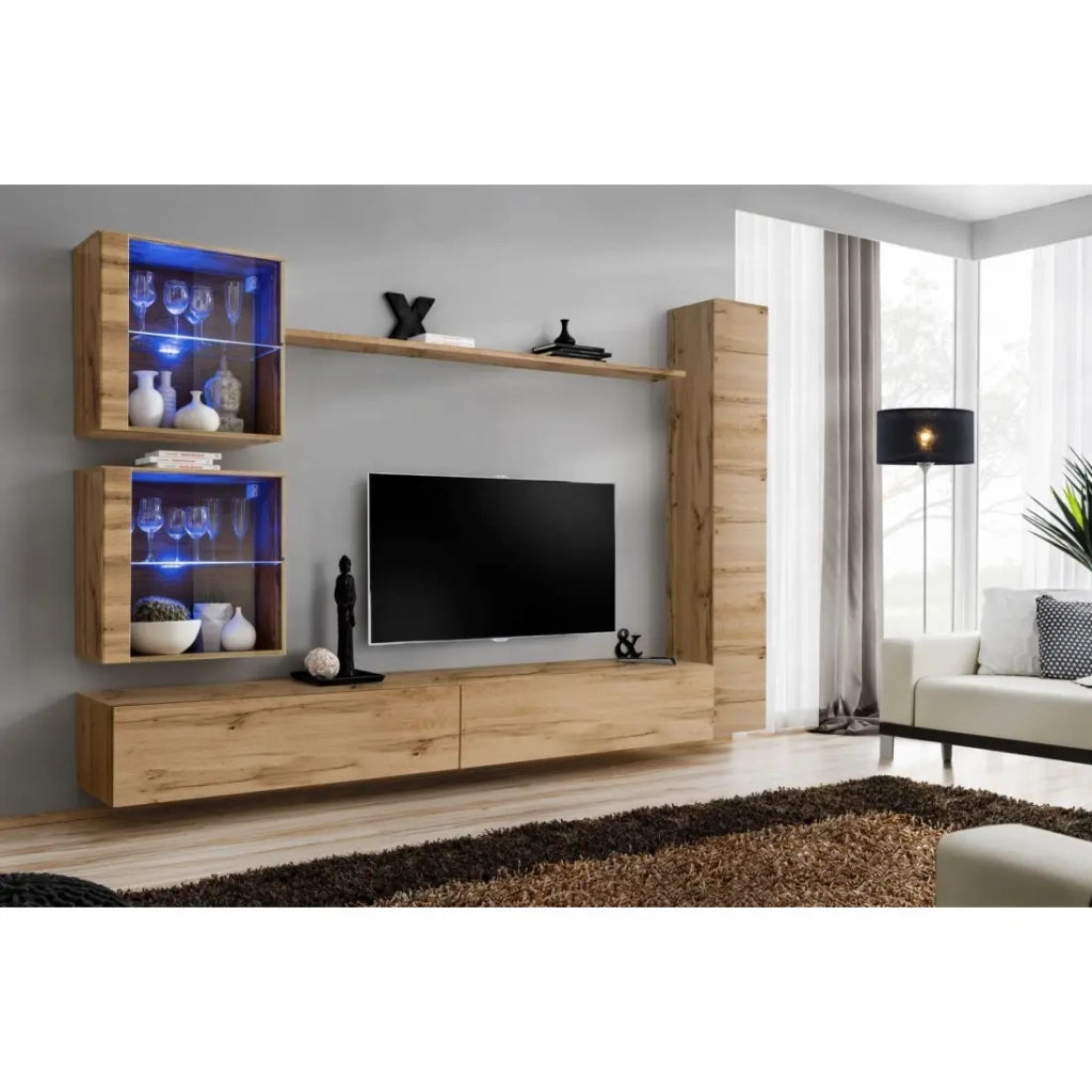 Mobile da soggiorno da parete SWITCH XVIII design, colore quercia Wotan.
