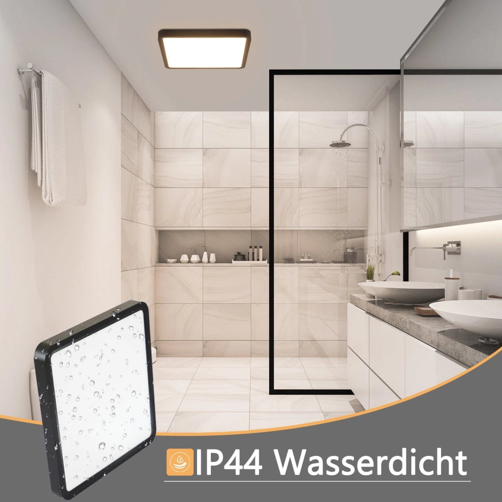 ZMH Lampada da soffitto plafoniera LED nera 23W 23cm bianco caldo per camera letto