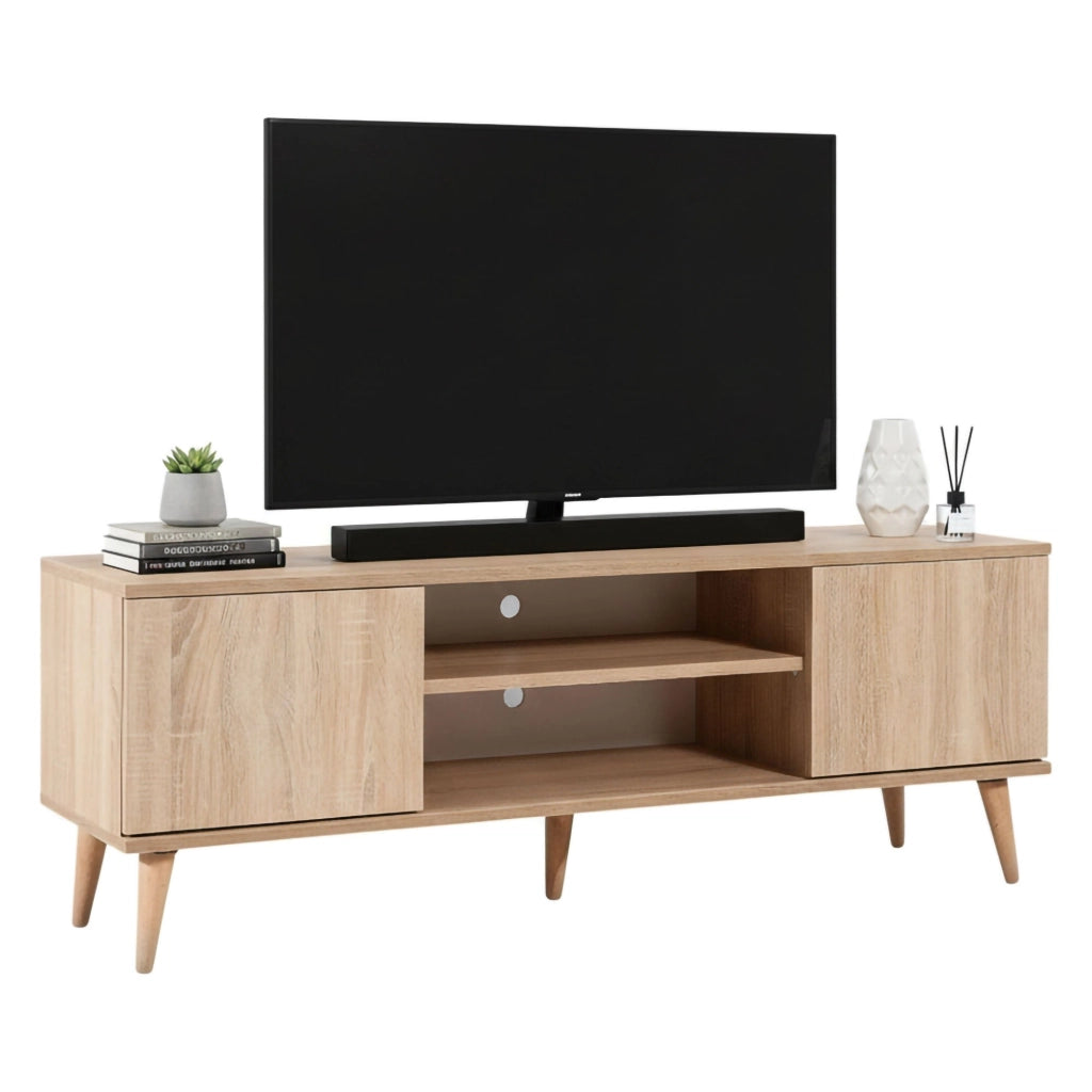 Argegno, Mobile Porta tv un Ripiano, 140x40x50h cm Marrone Quercia