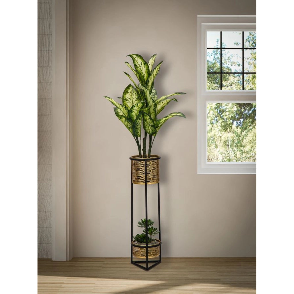 Vaso per Piante VKH685, Oro, Metallo, 23x23x80 cm