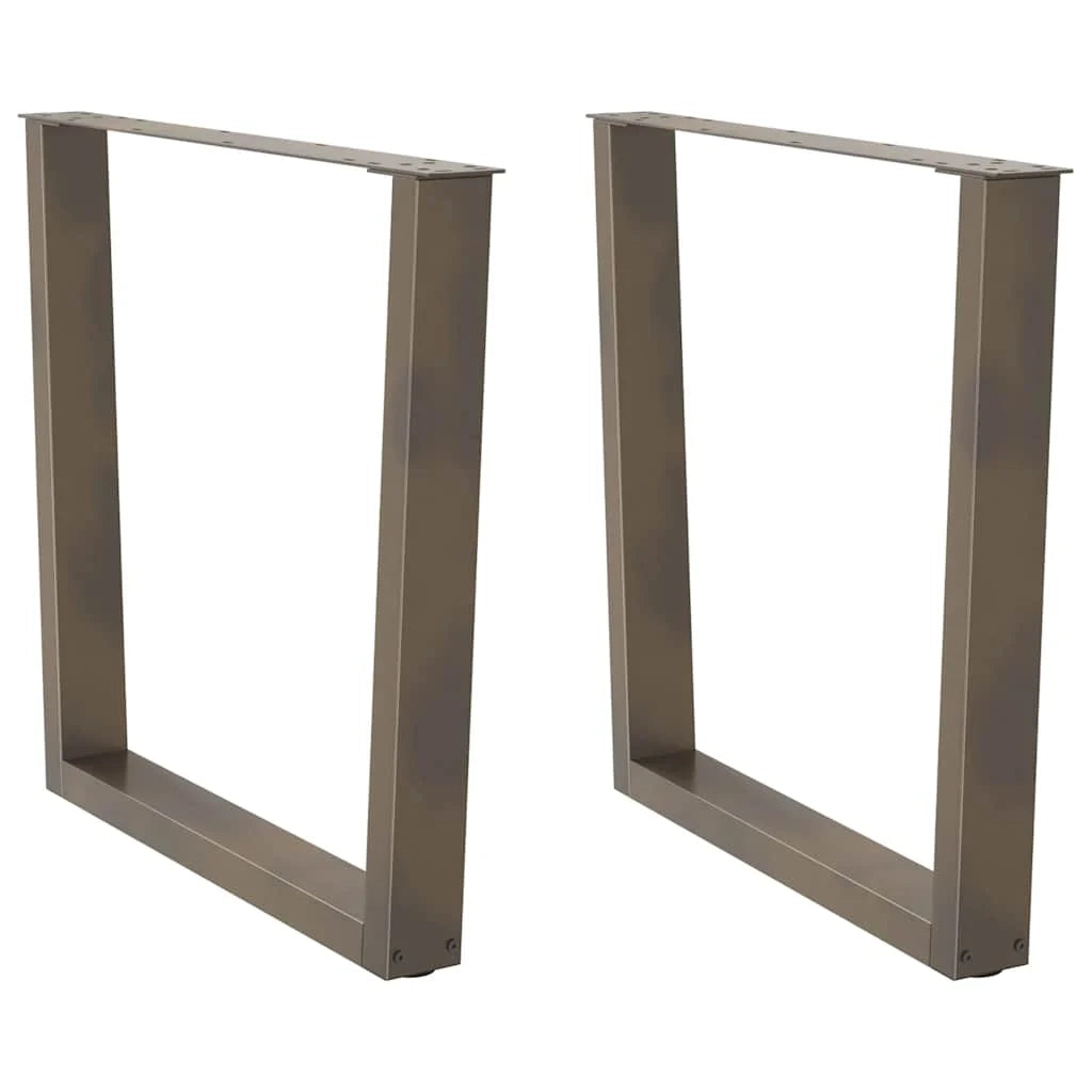 Set di 2 gambe per tavolo da pranzo geometriche modernizzate 90 x 72 cm con piedini regolabili in acciaio naturale 02_0056941