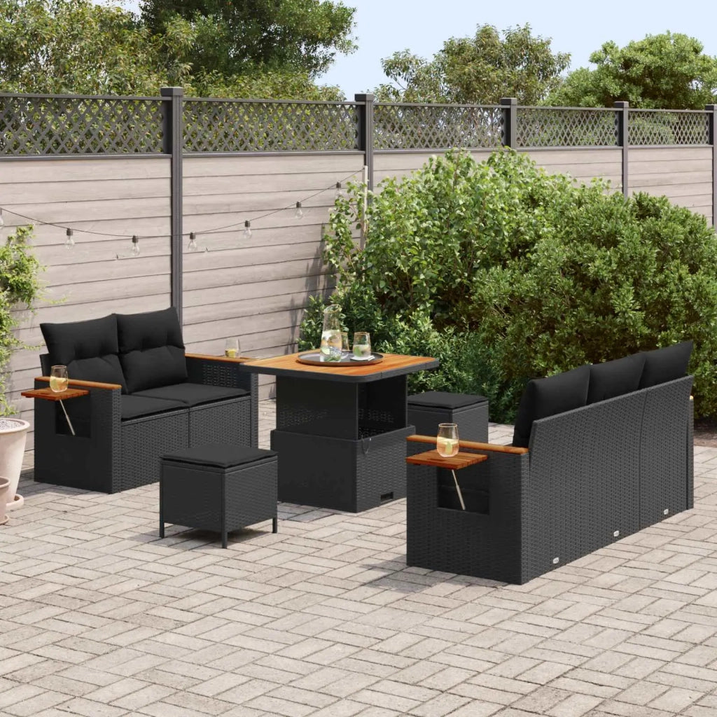 Set Divano da Giardino con cuscino 10 pcs Nero polyrattan 3365064