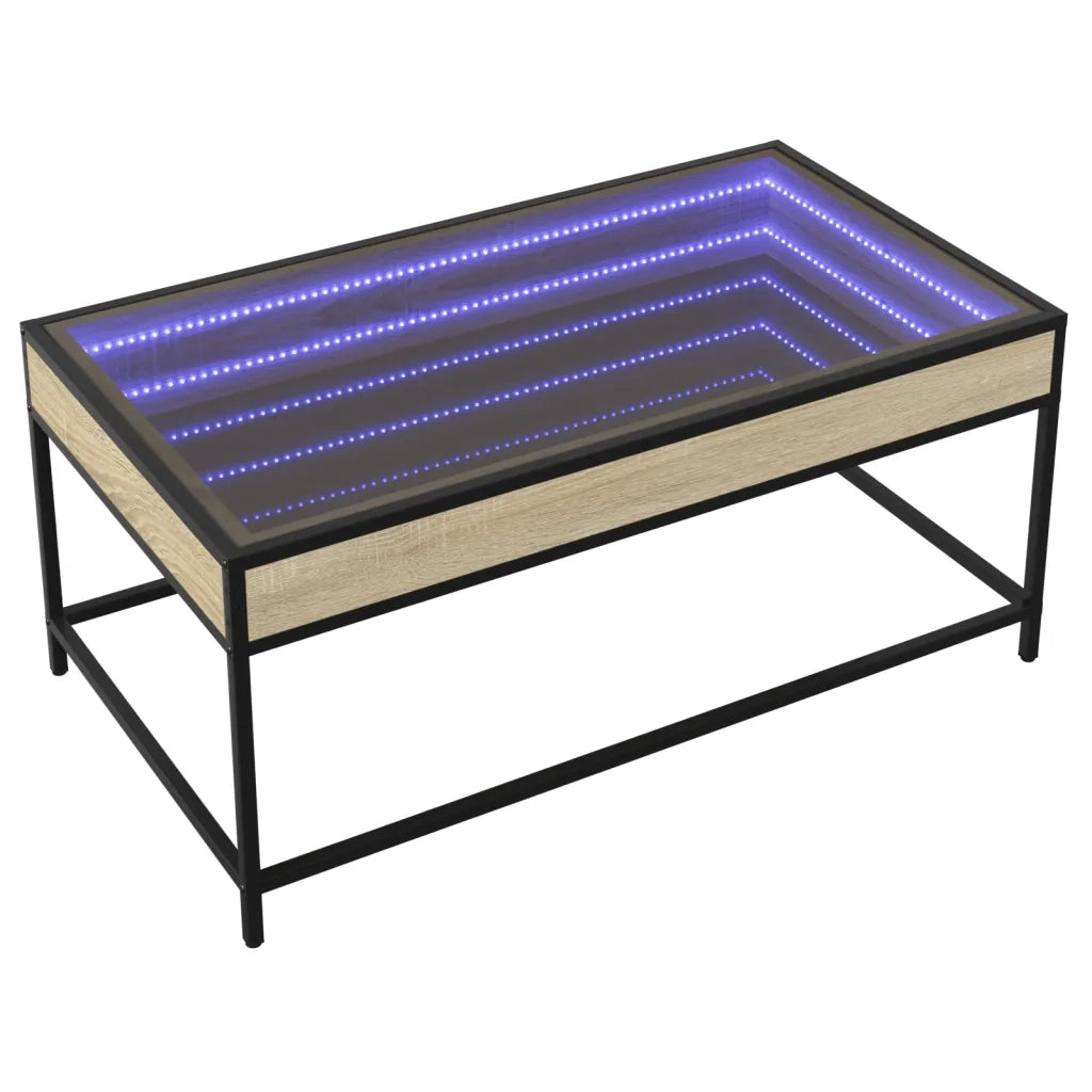 Tavolino da salotto | Tavolino da caff¨¨ | Tavolino da Soggiorno con LED Infinity Rovere Sonoma 90x50x41 cm