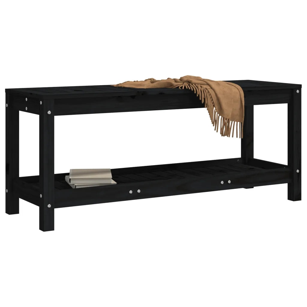 Panca da Giardino Nera 108x35x45 cm in Legno Massello di Pino 832384