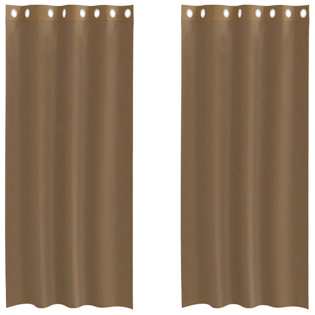 Tende in Voile con Occhielli 2 pz Marrone Chiaro