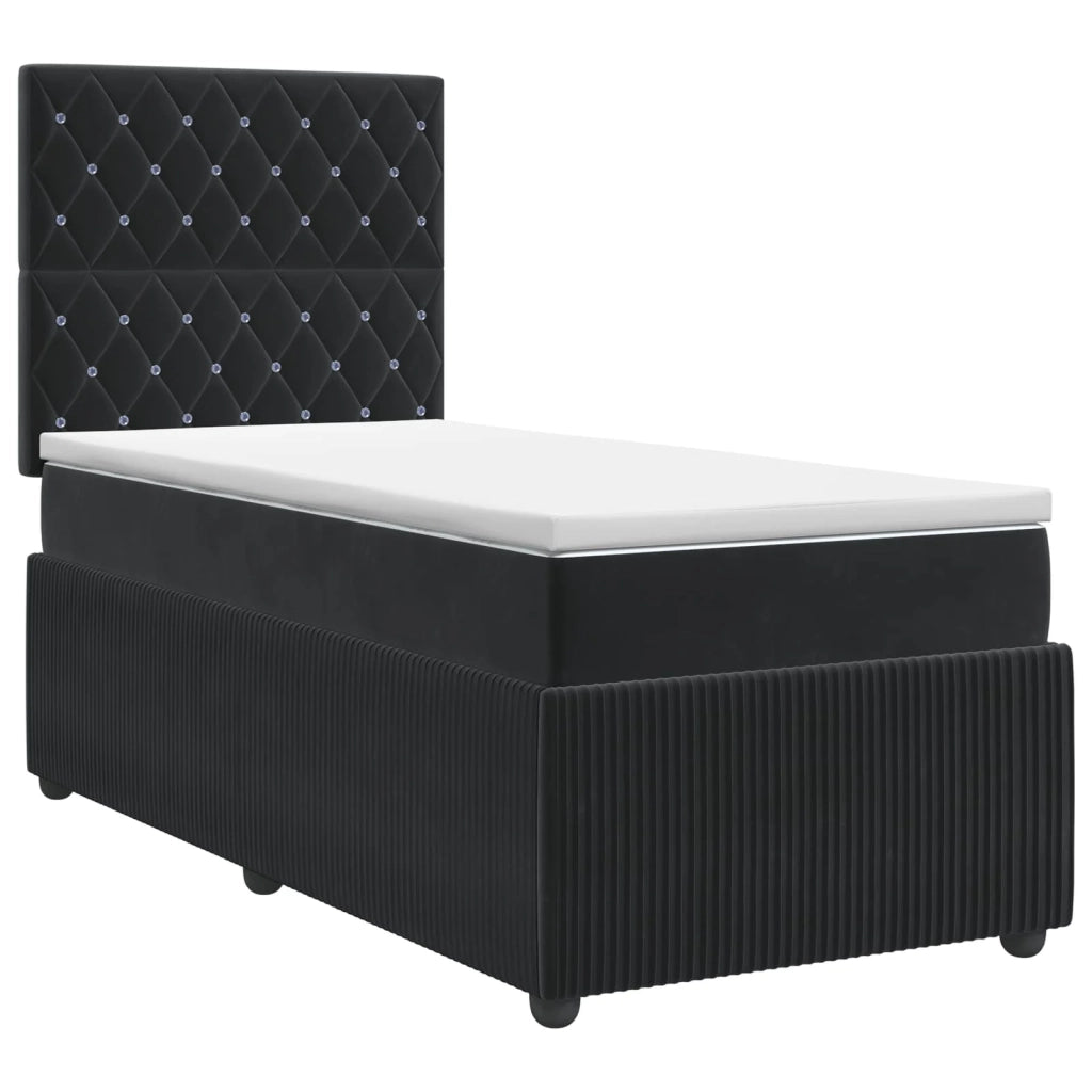 Letto box spring con materasso Nero 100 x 200 cm Velluto 3454543