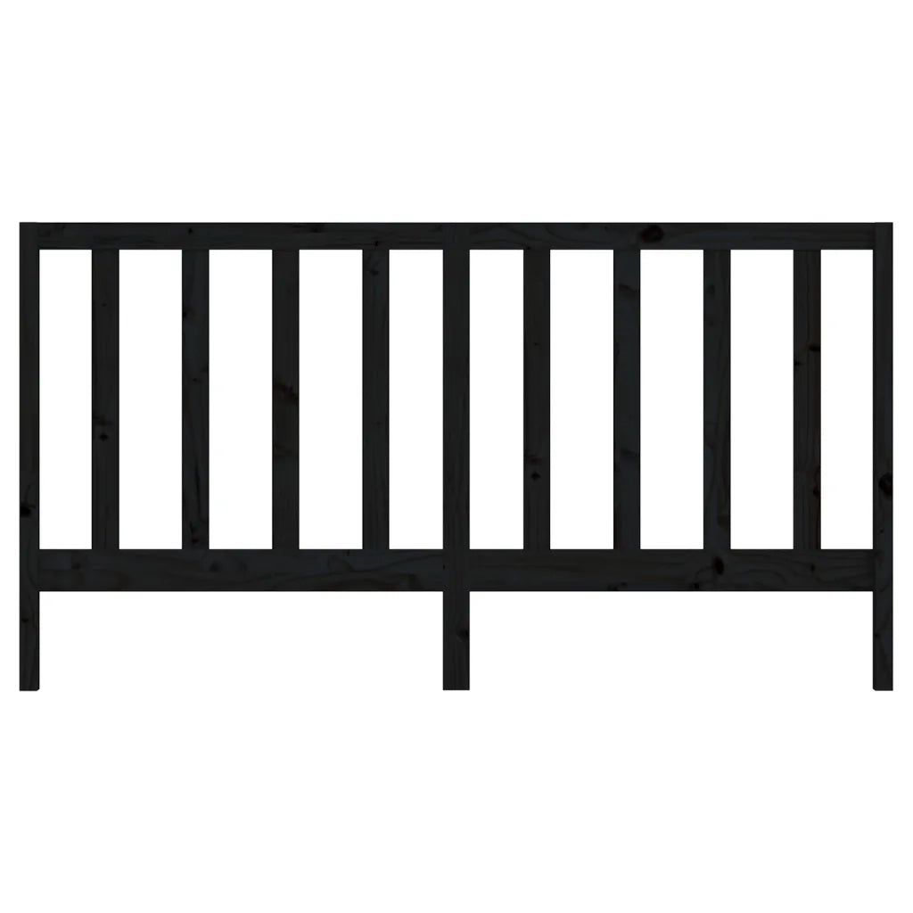 Testiera per Letto Nera 206x4x100 cm in Legno Massello di Pino 817714