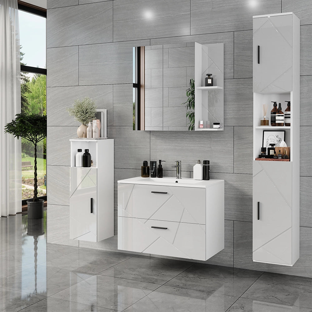 Vicco Set di mobili da bagno Bianco/bianco lucido 5 parti