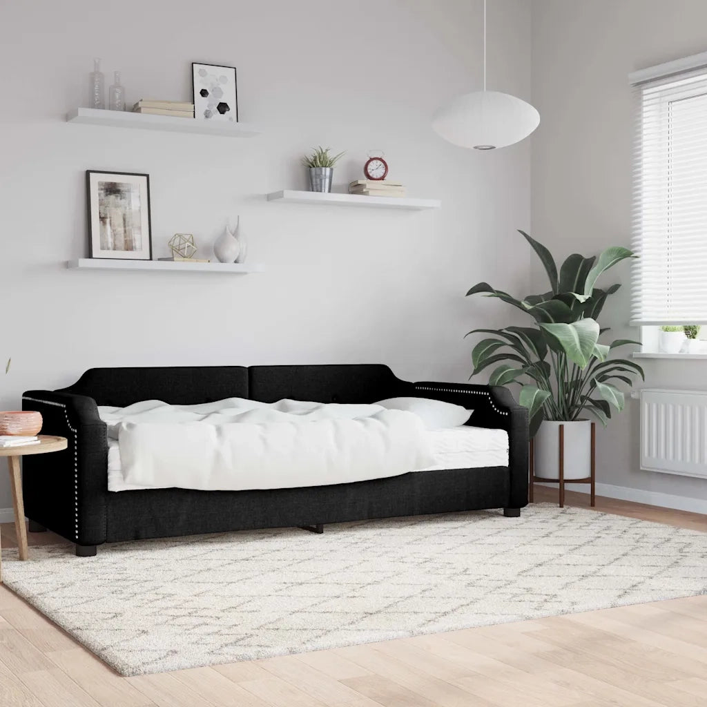 Divano Letto con Materasso-Sofa Letto-Daybed Nero 80x200 cm in Tessuto 627326