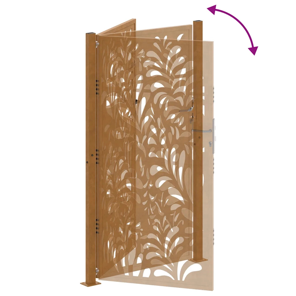 vidaXL Cancello da Giardino 105x205 cm Acciaio Corten Design Ondulato