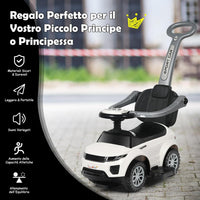 3 in 1 Macchina Cavalcabile a Spinta per Bambini, con Clacson Musica Luce Portaoggetti Sotto Sedile, Auto a Spinta per Bambini di 1-3 Anni (Bianco)