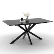 IDMarket - Tavolo da pranzo rettangolare ALASKA per 8 persone con effetto marmo nero e gamba a ragno in metallo 160 cm