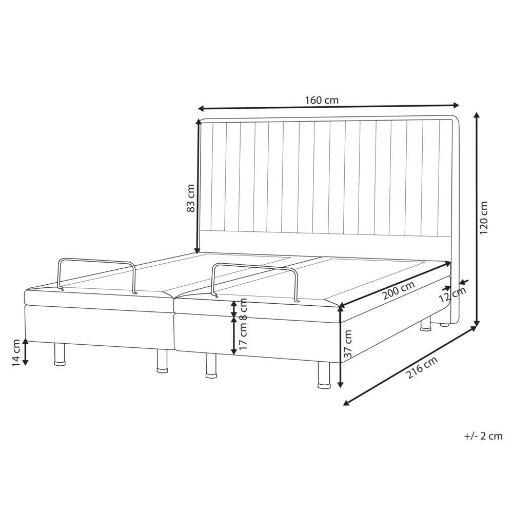 Letto Tessuto Beige chiaro Elettrico Regolabile con Telecomando 160 x 200 cm