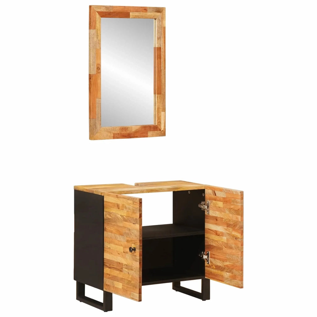 Set da Bagno con porta 2 pcs Naturale Legno di mango massello 3310102