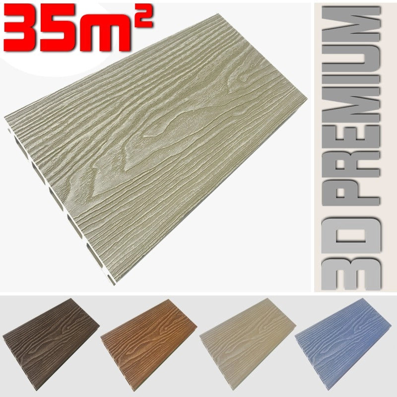 Listone WPC 3D 35m² per pavimentazione decking colore Cream effetto legno listone 146x2200mm spessore 25mm