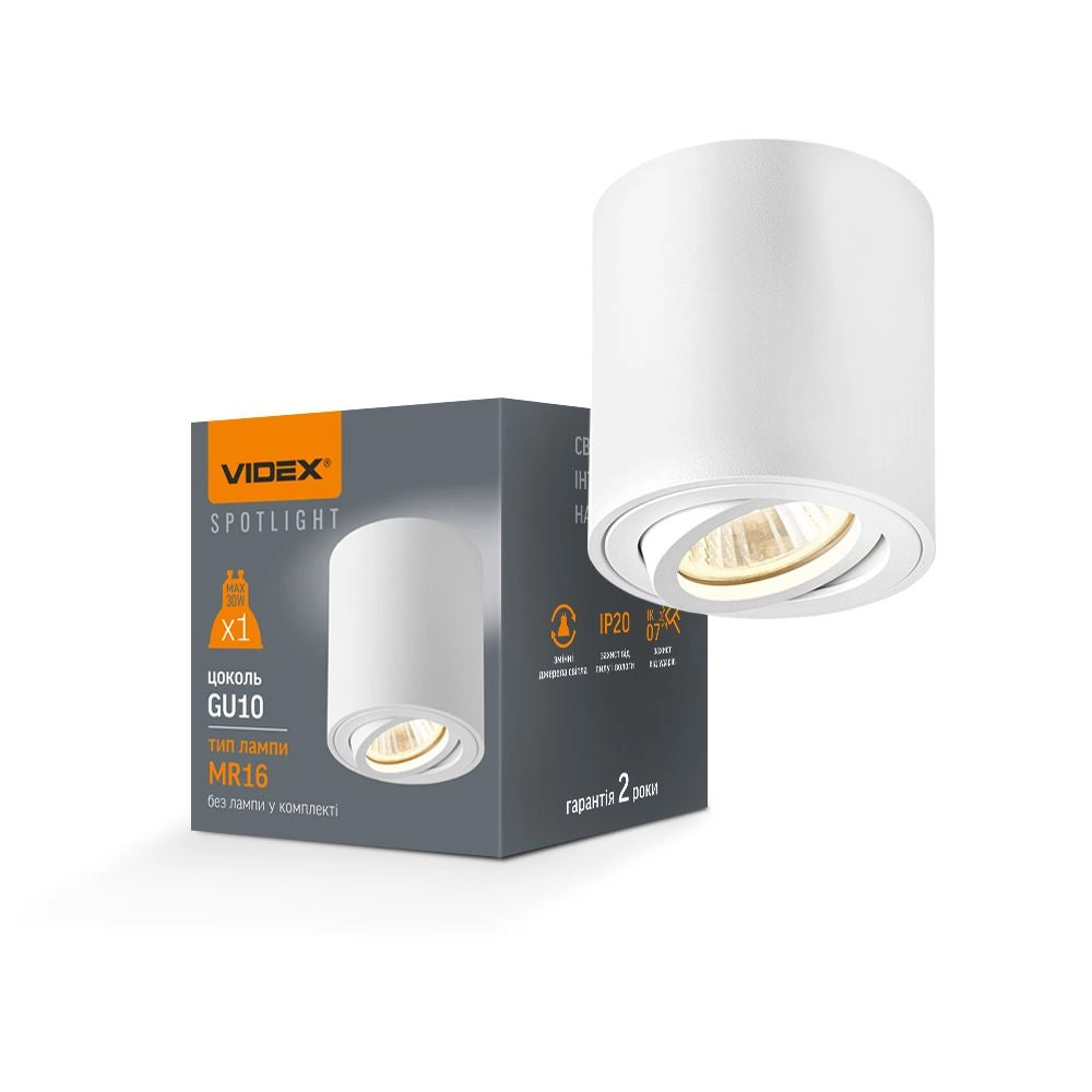 Videx Spotlight faretto soffitto tubo bianco orientabile GU10