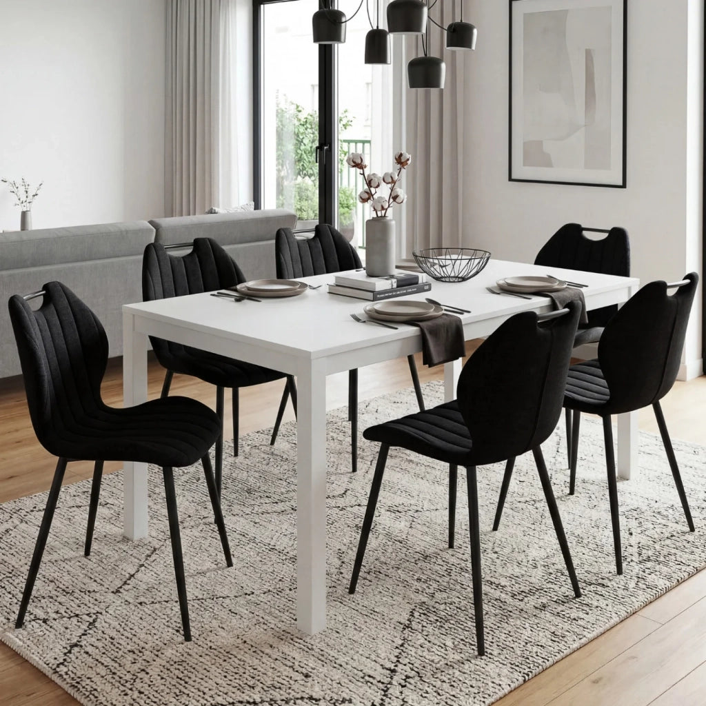 IDMarket - Set di 6 sedie PIO con maniglie in spugna nera