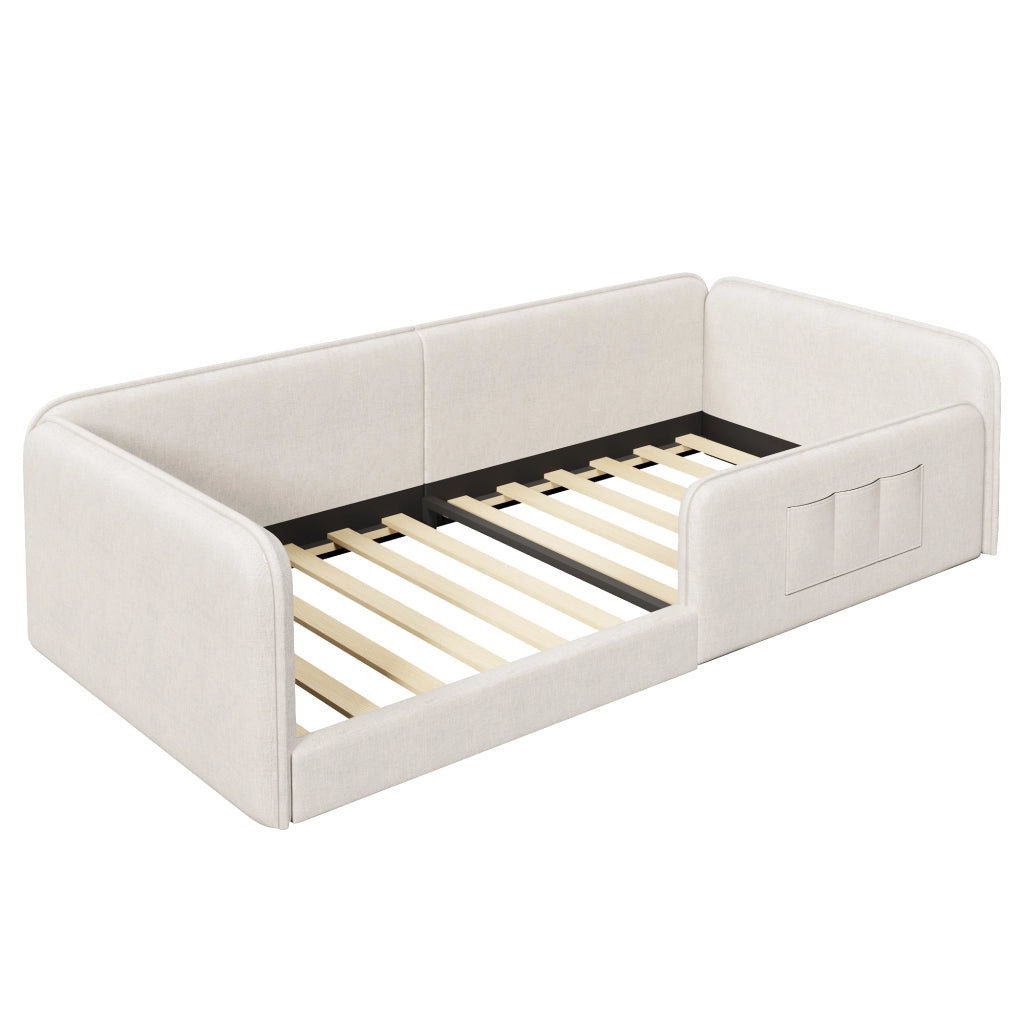 Letto 140x200 cm - Letto imbottito,Copriletto in lino,Beige