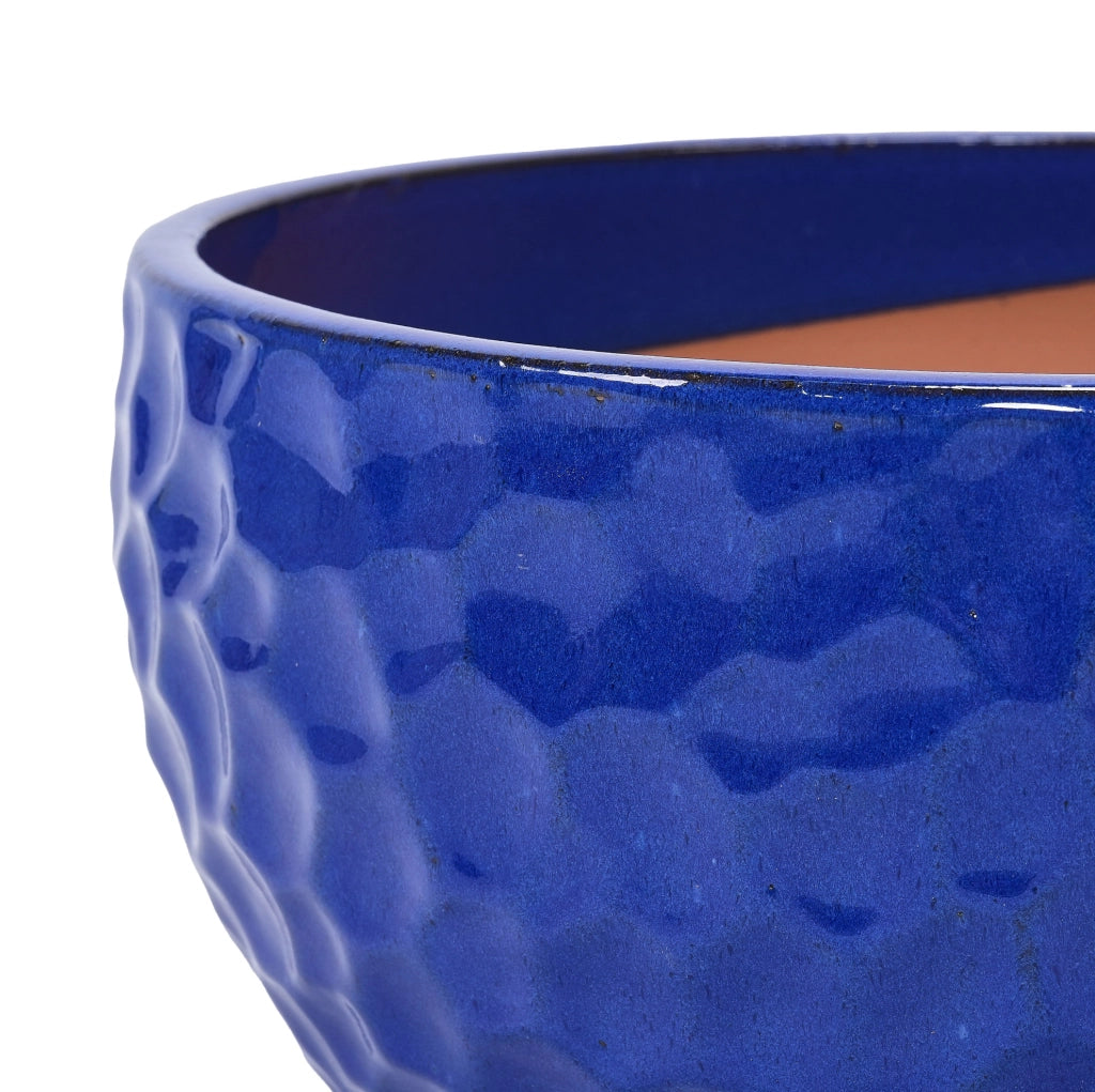 Set di 3 portavasi in ceramica blu antico