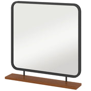 Specchio da parete con ripiano ¨C zephmum ¨C Vintage metallo legno 55x55.5cm nero