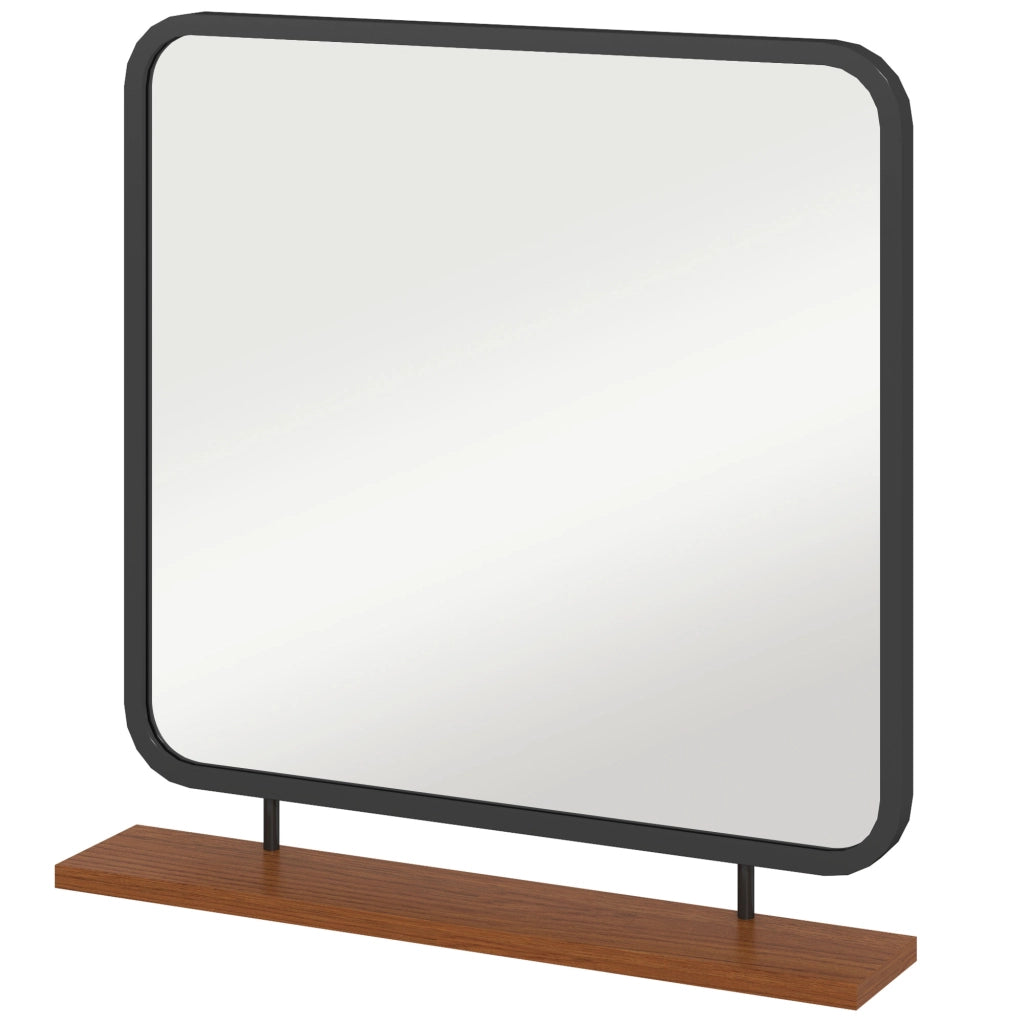 Specchio da parete con ripiano ¨C zephmum ¨C Vintage metallo legno 55x55.5cm nero