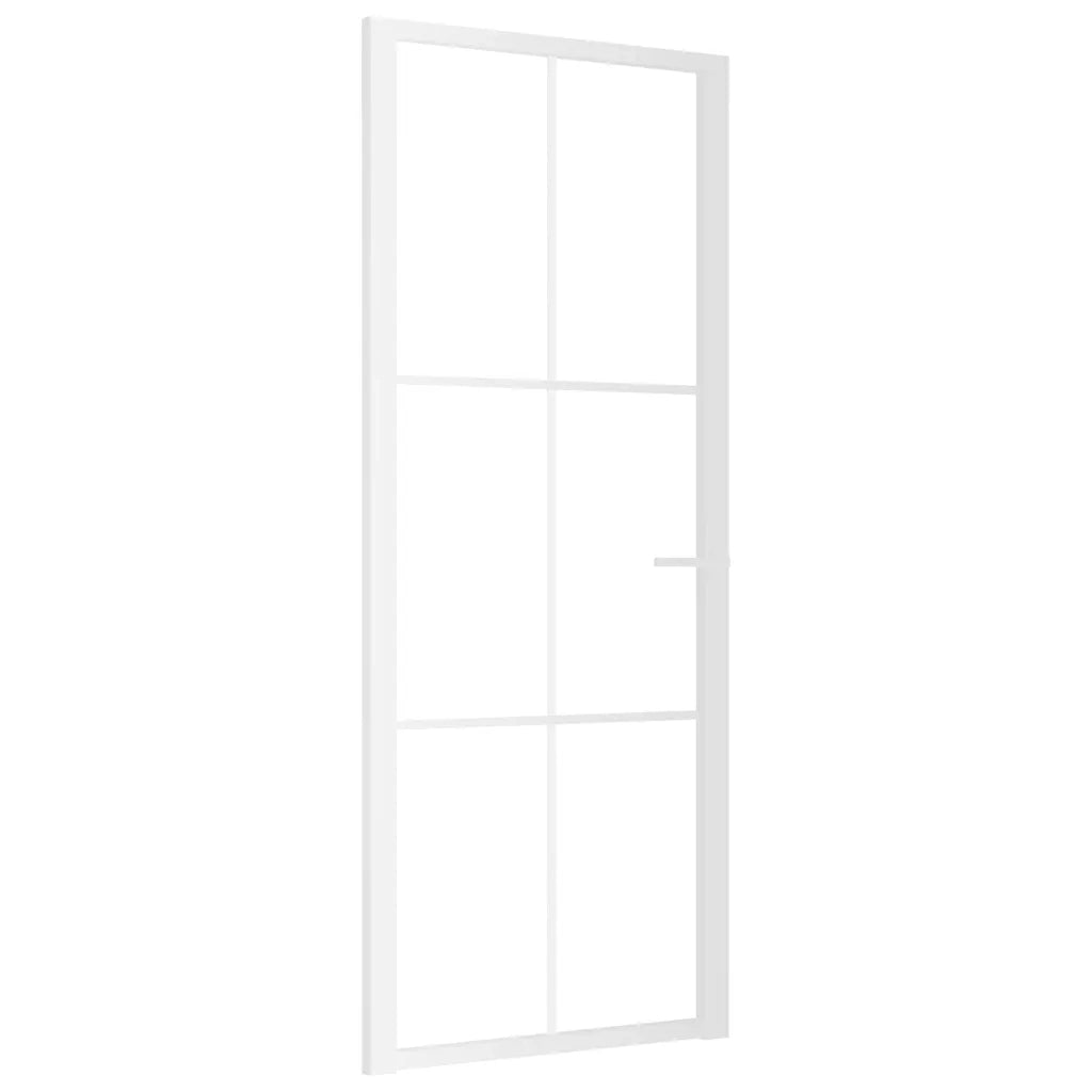 Porta Interna 83x201,5 cm Bianca in Vetro ESG e Alluminio cod mxl 68545